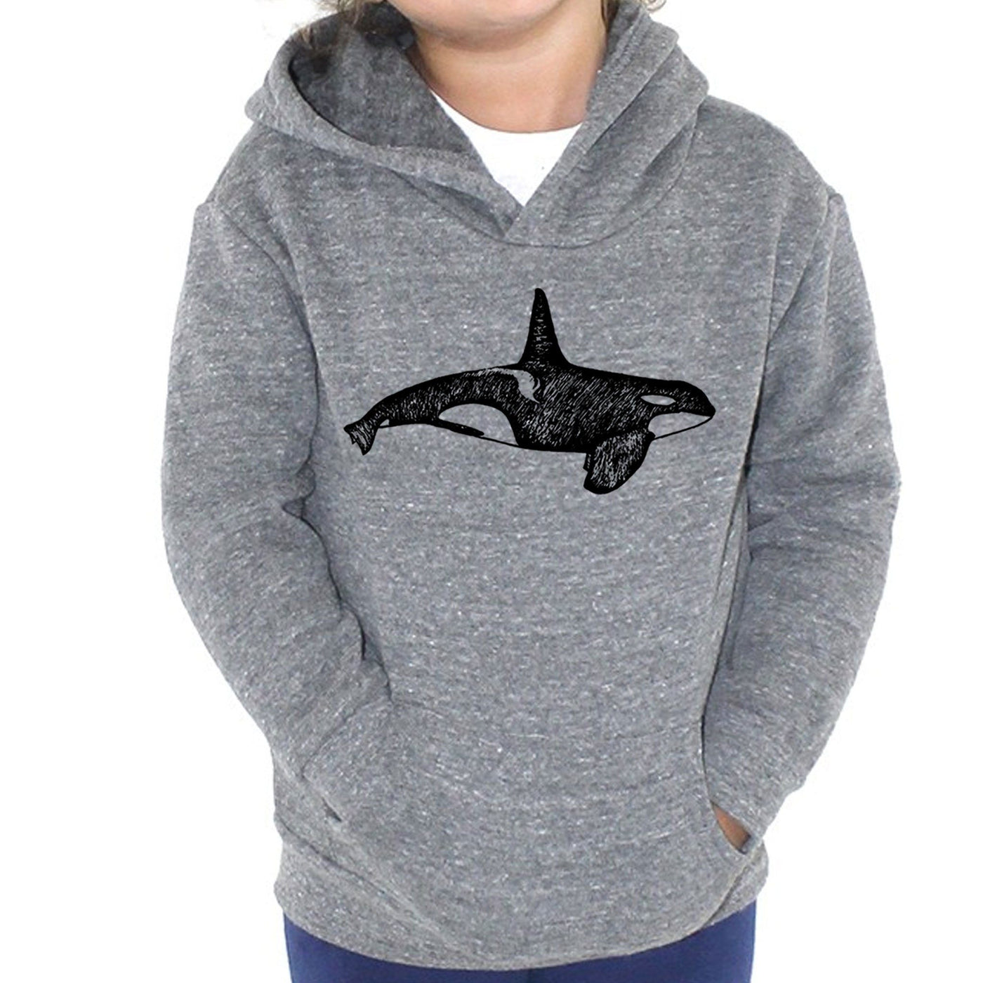Orca - Kids Triblend Fleece Hoodie (Vintage grey) Sweatshirt Printshop Northwest
