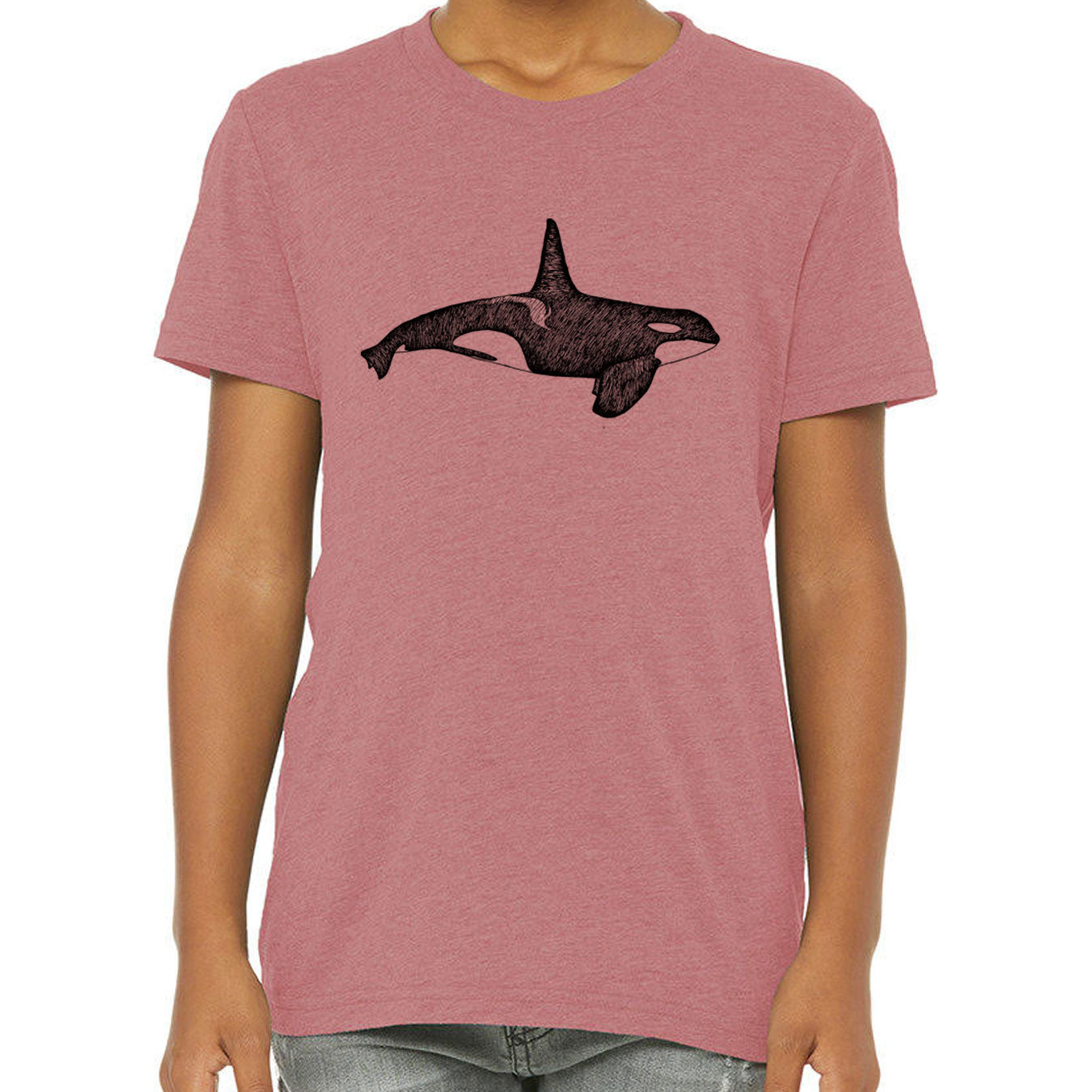Orca Whale - Youth Triblend T-Shirt (Mauve) Youth_Printed Bella + Canvas 
