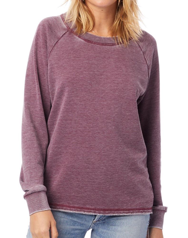 Womens Burnout Crew Sweatshirt (Wine) Sweatshirt Alternative 