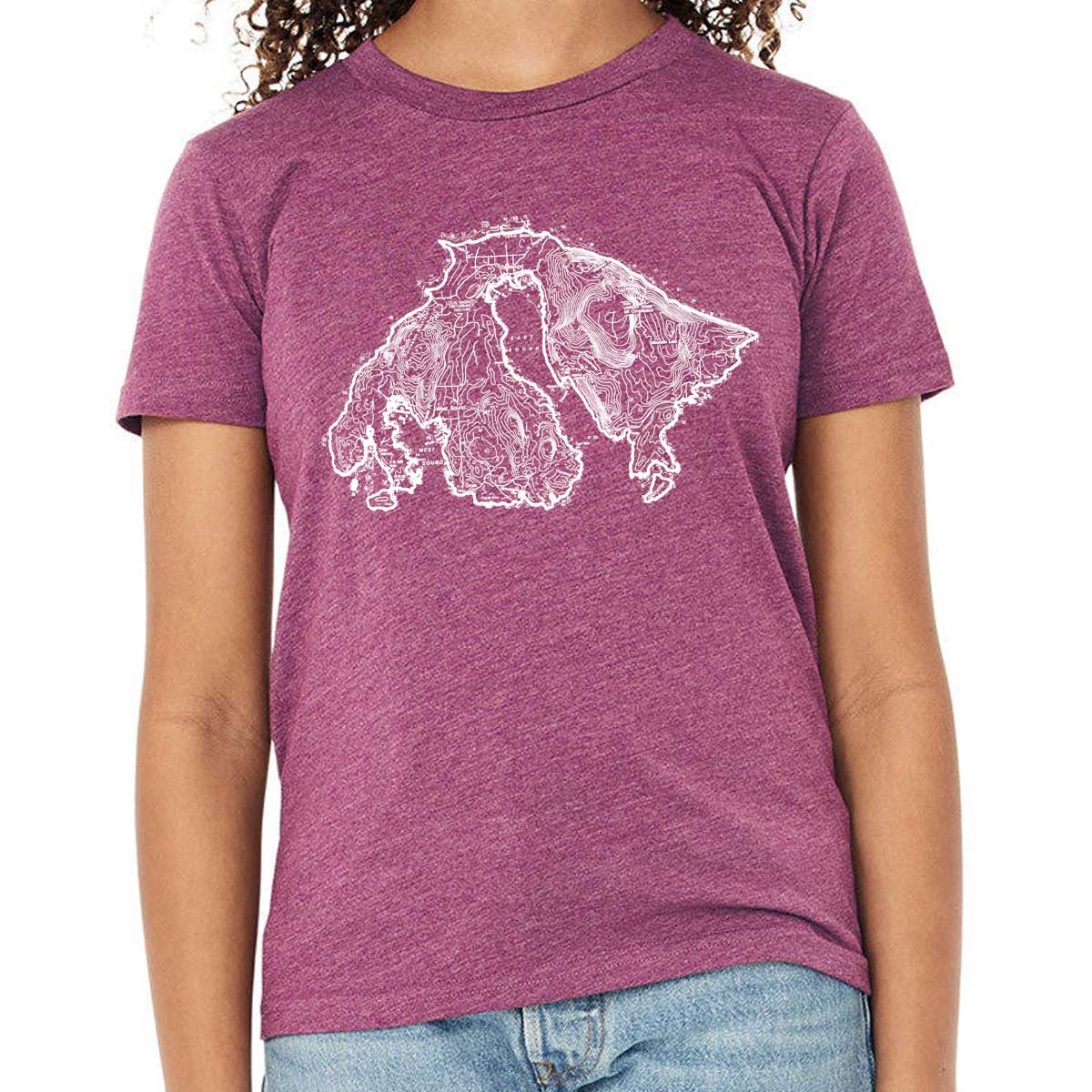Orcas Island Topo - Youth Jersey T-shirt (Magenta) Youth_Printed Bella + Canvas (Youth) 
