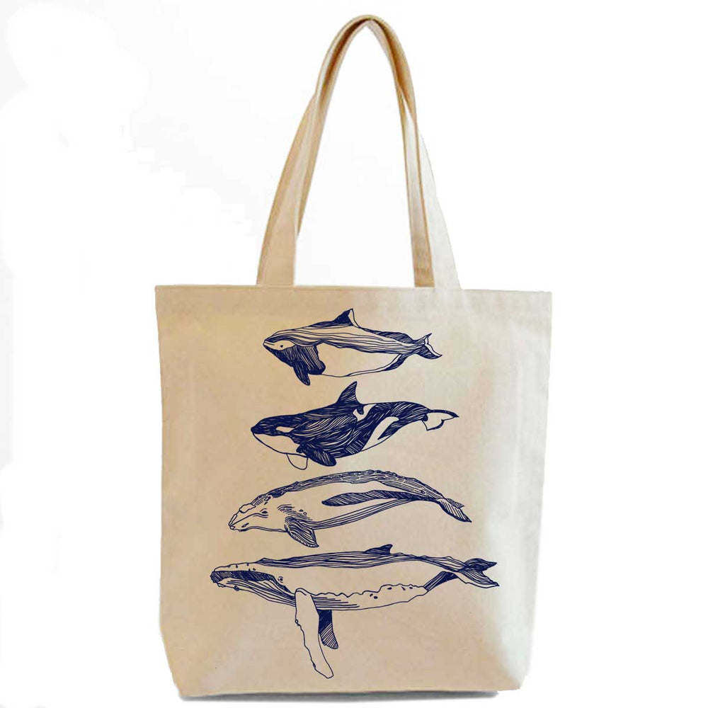 Salish Sea Mammals - Pocket Tote (Natural) Bag Printshop Northwest 