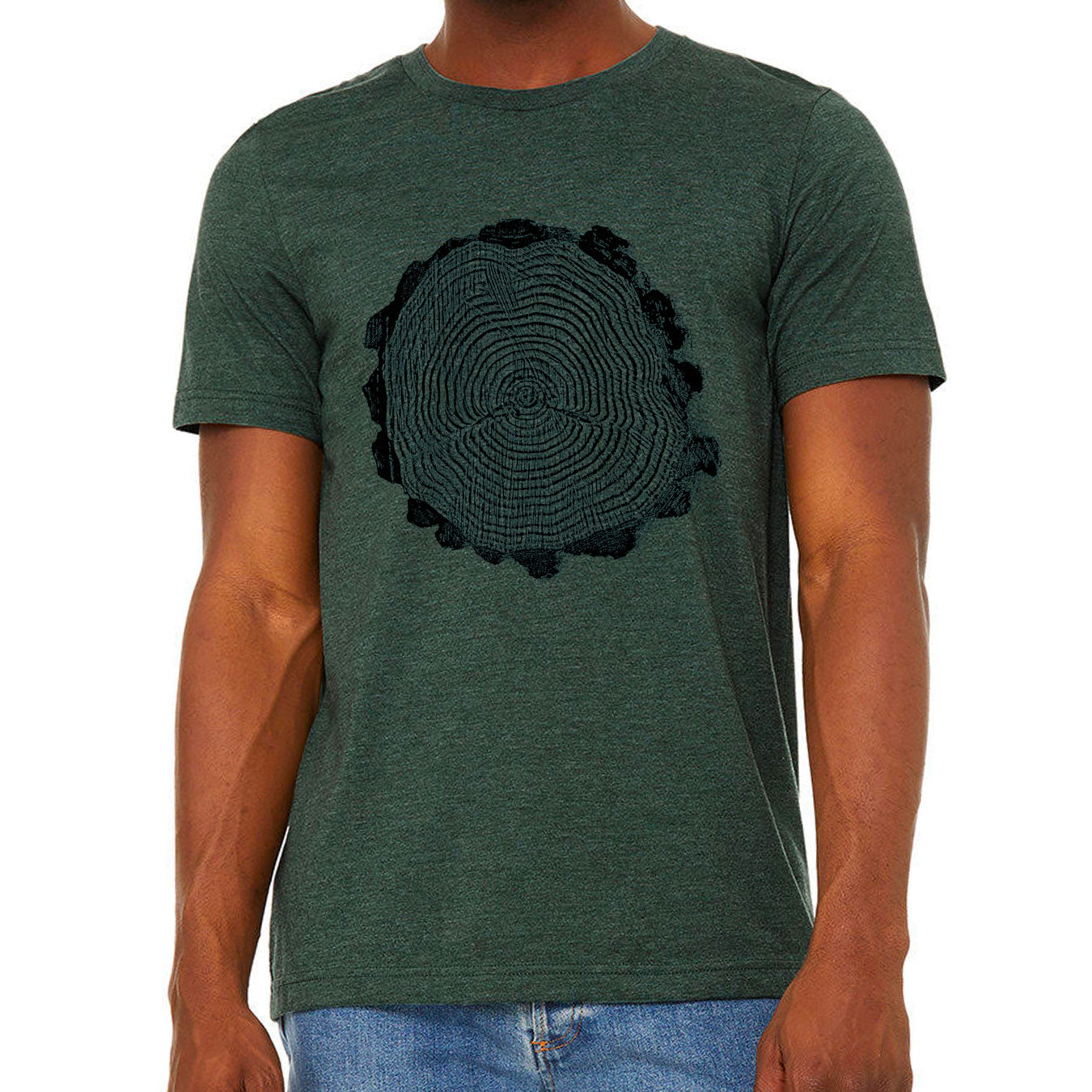 Tree Rings - Unisex 50/50 Sueded T-Shirt (Heather Forest) Unisex_Shirt Bella + Canvas 