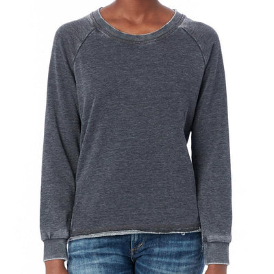 Custom printed - Womens burnout crewneck sweatshirt (Washed Black) Sweatshirt Alternative 